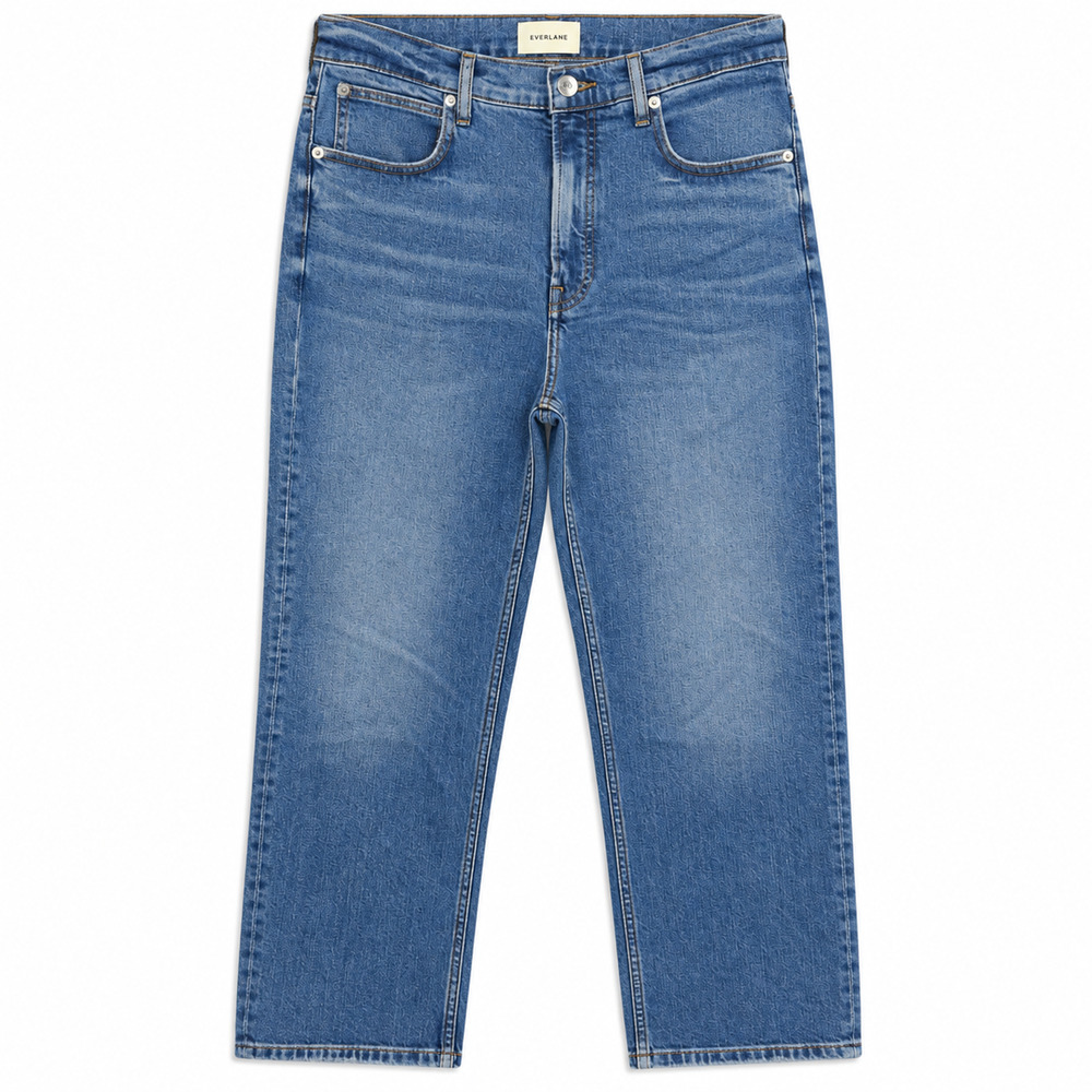 Everlane Way High Straight Jeans Womens 28R Blue Organic Cotton Blend Stretch